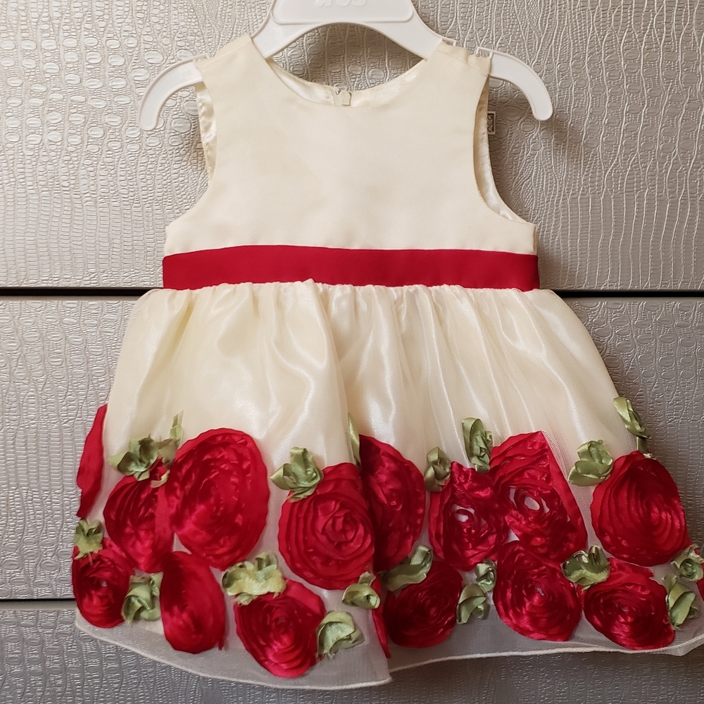 COPY - American Princess Girls Dress Cream & Red …